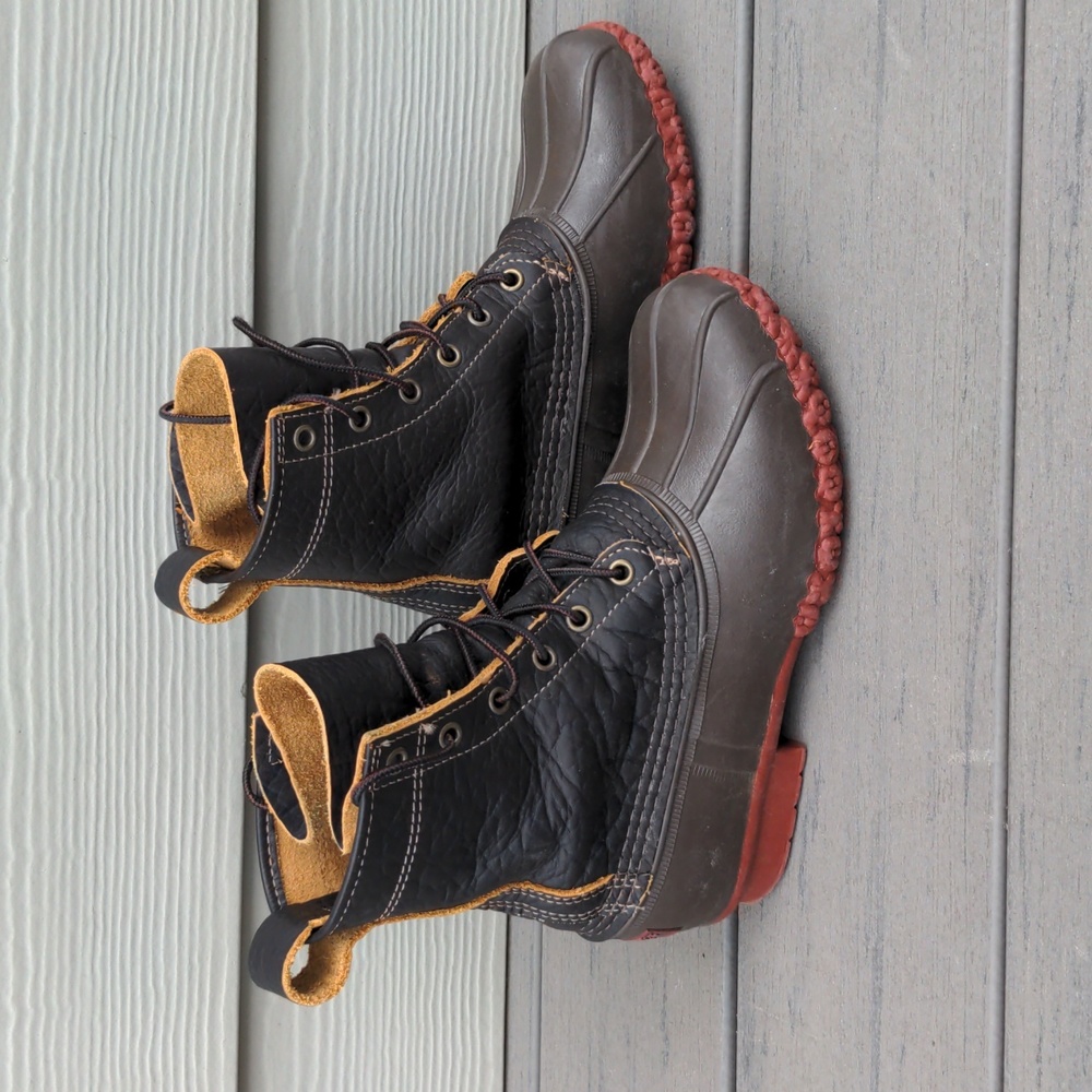 LL Bean bison duck boot dark brown with red sole size 7